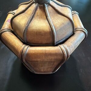 Vintage Wooden Decorative Box Lidded Vase